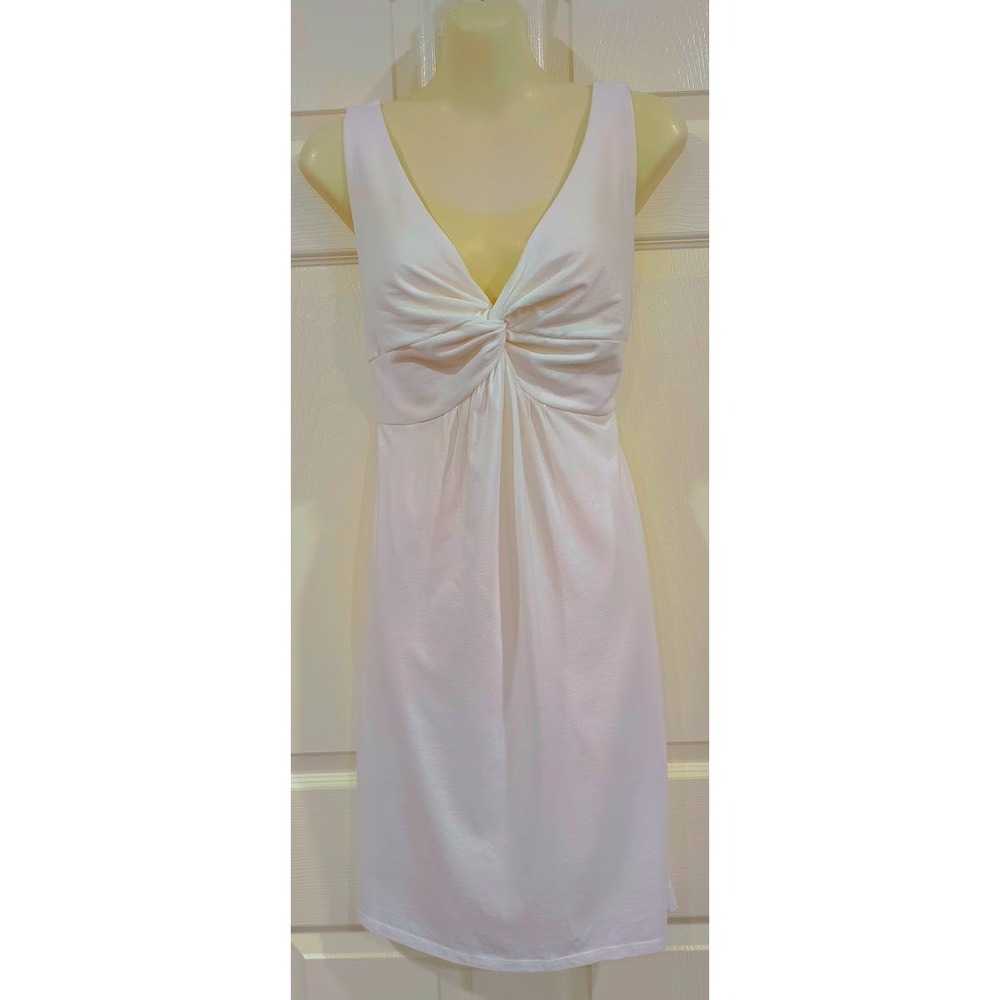 Ann Taylor Loft‎ Womens White Twist Front Sleeveless V-Neck Knit  Dress Size S